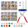 100/200 مجموعات السحابات Snap Tool أزرار أزرار Snap Metal مع مجموعة الأدوات Pliers Fastener لخياطة الملابس 10 ألوان 240321