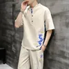 Vêtements ethniques Rétro Style chinois Zen Chemises Pantalons Uniforme Médiéval Viking Mode Casual T-shirt Pantalon Tang Costume Hommes Ensembles