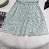 Designerklänning Mint Green Mesh broderad spetspet Sexig klänning Turism Semesterband Kort kjol