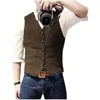 blue Men's Suit Vest Single Breasted Woolen Blended Mens Vest Denim Jeans Waistcoat Jacket Slim Fit Casual Formal Busin s91G#