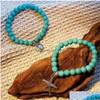 Bracciale in pietra naturale fatto a mano della Boemia con perline Uomo Yoga Agate Perline turchesi Braccialetti Fascino Braccialetti con ciondolo farfalla blu Gioiello Dhe7M