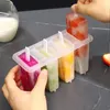 Bakformar 4 cellplast glass popsicle mögel med handtag hemlagad sommar barntillverkare kubfack