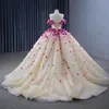 Elegante quinceanera vestidos querida pescoço fora do ombro vestidos de baile 3d apliques trem varredura vestido para festa feito sob encomenda robe de soiree