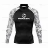 Homens Swimwear Surf Natação Mergulho T-shirts Apertado Manga Longa Rash Guard Swimwear Mens Proteção UV Surf Roupas Praia Floatsuit Tops 24327