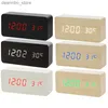 Desk Table Clocks LED Wooden Alarm Table Voice Control Digital Wooden Clock Electronic Desktop Clock Table Decoration USB/AAA Power Supply24327