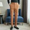 Sonbahar Erkek Fi İşlemeli Pantolon Koreli Busin Dr Solid Suit Pant Ofis Social Slim Fit Rahat Takım Pantolon Y0XH#