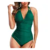 New Womens Hanging Neck One Piece Swimsuit with a Tight Stomach and Open Back Deep V Sexy Swimsuit