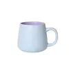 Canecas Clash Color Nordic Coffee Cups Cerâmica com Colher Matte para Meninas Tea Tumbler Cup