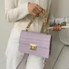 Bolsas de ombro mulheres quadro saco ouro grosso corrente bolsas para aleta couro na moda satchel bolsa chique crossbody