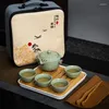 TEAWARE SETS GEYAO OPEN-SHEET ISKRACKING GLAWE Express Cup Portable Tea Set One Pot Four Cups Simple Storage Outdoor Travel