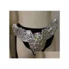 Accessori per abbigliamento da ballo Abbigliamento da palco Sier Paillettes Wing Epaet Shoder Ornamenti Cristalli Pantaloncini Outfit Bar sexy Ballerino da uomo Gogo Costume Dhrhl