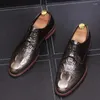 Casual Shoes British Style Men's Fashion Party Nightclub Dresses Genuine Leather Alligator Grain Lace-up Shoe Breathable Footwear Mans