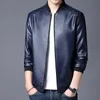 2023 Hommes Veste Lisse Faux Cuir Printemps Veste Couleur Unie Manchette Élastique Hommes Manteau Slim Col Montant Cardigan Veste Usure Quotidienne R6X6 #