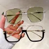 Solglasögon 2024 Luxury Vintage Square Women Classic Retro Mirror Frameless Sun Glasses Female Rimless