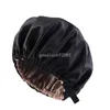 Neue Frauen Satin Motorhaube Doppel Schicht Schlaf Nacht Kappe Seidige Turban Anpassen Abdeckung Hut Für Lockiges, Federndes Haar Styling Zubehör