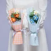 Decorative Flowers Handmade Bouquet Valentine's Day Teachers'Day Birthday Gift Mother's Finished Woven Cute Plaid Packing