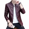 Mens Biker Leather Jacket 2023 Autumn New Men's Fi Trend Decorative Motorcycle Leather Coat W2BD#