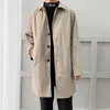 överdimensionerade retro svarta män trenchrockar homme casual överrock elegant kappa manlig tunika rumpa vindbrytare klädjacka för män j3rl#