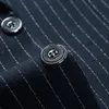 2023 MĘŻCZYZN BUSIN Stripe Slim Fit Wedding Groom Tuxedos Suits Blazer 2 3 szt. Zestaw PROM PROM PROUNTES PROJE CHEIT M-6XL Płaszczowe Spodnie 1209#