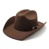 Hommes femmes Western Cowboy chapeau avec ceinture hiver automne église Jazz élégant Cowgirl Sombrero casquettes 240327