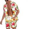 Chemises décontractées pour hommes T-shirt pour hommes Chemise à imprimé floral Set Short à manches courtes Costume Hommes Vêtements Hawaiian Holiday 2 pièces Ensembles MY753
