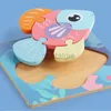 Intelligensleksaker Toddler Cartoon Animals Jigsaw Puzzle Dinosaur Fordon Färgglada 3D -träpussel Kids Montessori Education Toys 24327