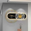 Orologi da parete Orologio 3D di grandi dimensioni di lusso in metallo dorato di grandi dimensioni per la decorazione del soggiorno Elegante con luce regalo Design moderno a LED