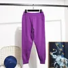 Calças femininas de duas peças terno de tricô senhoras outono e inverno strass solto suéter roxo reto baggy jogger conjunto de duas peças roupas