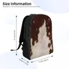 Sac à dos Brown Calf Cowhide Voyage Hommes Femmes École Ordinateur Bookbag Peau d'animal Fourrure Cuir Texture College Student Daypack Sac