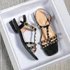 Beige Heeled Sandals Fashion Womens Shoes 2024 Stor storlek Med Black Luxury Summer Studded Girls Comfort Big Medium Low Rome 240312