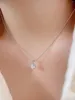 Ciondoli Collana minimalista in argento puro 925 con pendente a forma di gemma di forma rotonda di colore multiplo per le delicate esigenze straordinarie delle donne