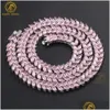 Hänghalsband Ny rosa päronform Bezel VVS Moissanite Tennis Chain 925 Sterling Sier Gold 8mm Halsband Armband Drop Delivery Jew Otcmq