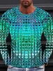 Herren T-Shirt T-Shirt Grafik Farbverlauf Metallic Shirt Rundhalsausschnitt Kleidung Bekleidung 3D-Druck Outdoor Täglich Lg Sleeve Vintage Fi Q8We #