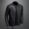 fi Slim-Fit Leren Leren Jas Heren Verticale Kraag Puleather Jas Motorfiets Suède Jas b3pH #