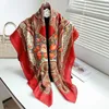 スカーフエスニックスタイルヴィンテージシルクスカーフ女性ペイズリープリントスカーフスプリングヘアアクセサリーFoulard Pour Cheveux hijab 110 110cm