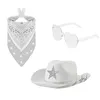 Basker 3st vuxna hjärtat solglasögon Kerchiefs Cowboy Hat Set Carnivals Sunproof Woman With Diamond Star för camping