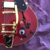 Büyük joystick, yarı içi boş, şeftali çiçeği ahşap gövdesi ile gitar sarı sınır elektro gitar, highend rock gitar yapmak