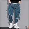 Calças masculinas homens carga moda hip hop mti-bolso calças na moda streetwear sólido sweatpants pantalones casuales para hombre gota de dhtdo