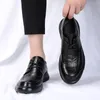 Casual Buty Codzienny brytyjski styl biznesowy oryginalny skórzany czarny hombre koronkowy klasyczny klasyczny biurowy sukienka spiczaste mężczyźni