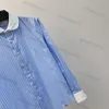 Women Blouses Stripe Shirts Casual Long Sleeves Blouse Female Blue Lady Elegant Tees