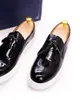 Casual Shoes 2024 Patent Leather Men's Smooth Upper Flat Tassel Cowhide European Station Fashion