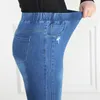 Damenjeans 9XL Frauen Plus Size zerrissene hohe Taille Slim Fit 5XL 6XL 7XL 8XL Mädchen Denim Hosen übergroße weibliche gestreckte Bleistifthosen