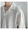 Camicie casual da uomo Camicia giovane con colletto cubano leggero T-shirt ampia lavorata a maglia a maniche corte moda Nero Bianco Grigio Camisas