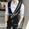 men's Suit Vest V-Neck 2 Butt Fi Slim Fit Chalecos Shop Party Groom Best Man Waistcoat i4eT#