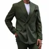 olive Green Daily Men Suits Double Breasted Busin Blazer Slim Fit Wedding Groom Tuxedo 2 Piece Set Costume Homme Jacket Pants D1tK#