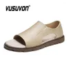 Scarpe casual in pelle naturale slip-on estivi moda metà per uomo scivoli traspiranti sandali da spiaggia appartamenti zoccoli da giardino mocassini