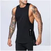 Men'S Tank Tops Mens Fashion Workout Gym Top Vest Muscle Sleeveless Sportswear Shirt Stringer Clothing Bodybuilding Singlets Cotton D Dhbur