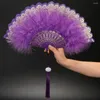 Dekorativa figurer Färgdräkt Tillbehör Sweet Fairy Girl For Lolita Handmade Wedding Present Party Decor Dance Hand Fan Feather Folding