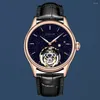 Horloges Aesop Flying Tourbillon Mechanisch Horloge Voor Mannen Luxe Skeleton Beweging Horloges 50M Waterdicht Lichtgevende Saffier A