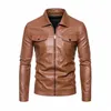 Heren Fi Leren Jas Herfst Motorfiets Slim Fit Waterdichte Jas Jas Herfst Outdoor Casual Fietsen PU Lederen Top d3MK #